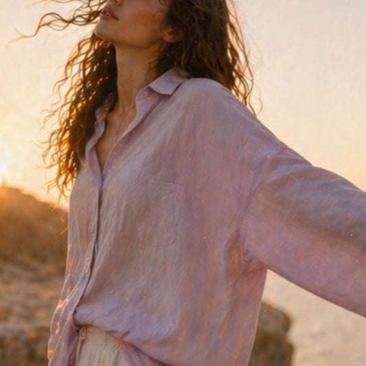 Blush Horizon Linen Shirt