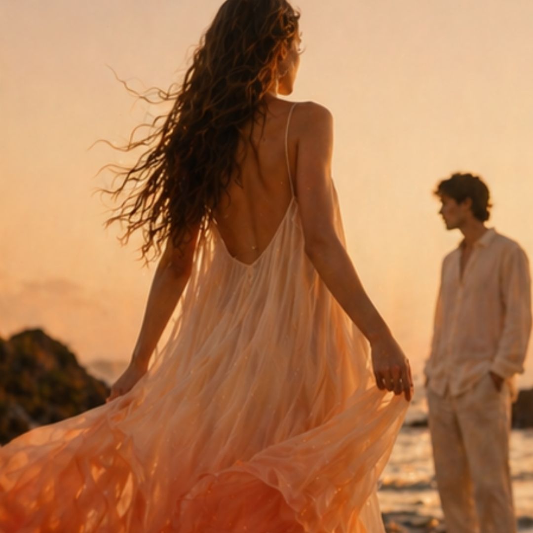 Golden Drift Chiffon Dress